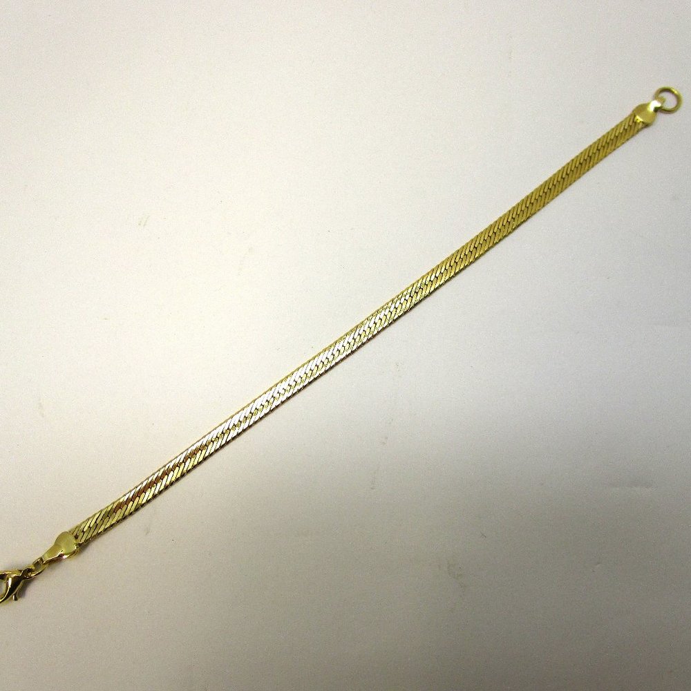 10K Yellow Gold Over Sterling Herringbone Bracelet 5mm 7.5" Bracelet